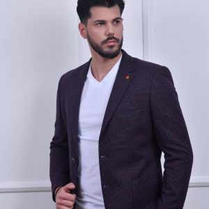 Elegantni bordo sako sa modernim dezenom, savršen za poslovne prilike ili večernje izlaske